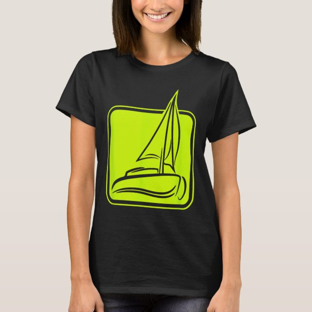 Camiseta Sailing Logo Symbol Square Sailboat Ship Captain C (Frente)