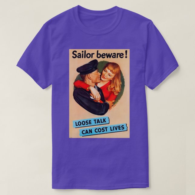 Camiseta Sailor beware frouxo propaganda falsa poster (Frente do Design)
