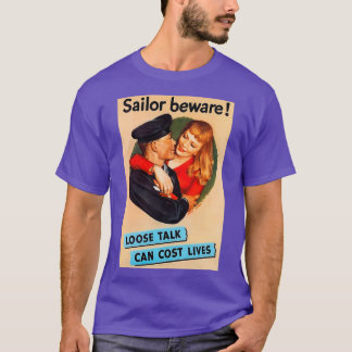 Camiseta Sailor beware frouxo propaganda falsa poster