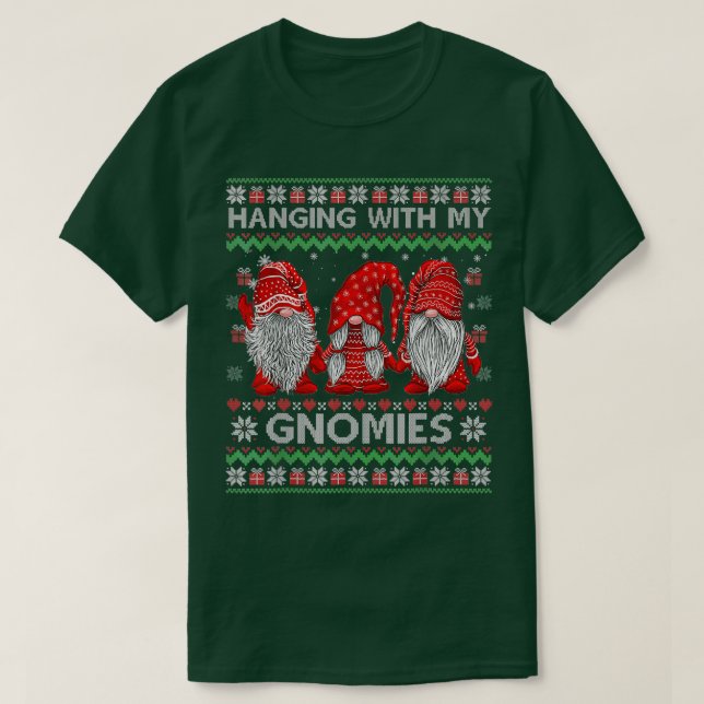 Camiseta Saindo Com Meus Gnomos Engraçado Gnomo Natal Feio (Frente do Design)