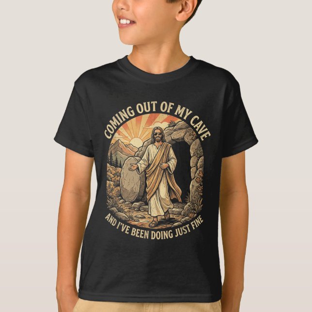 Camiseta Saindo da Caverna Jesus Religião Cristã (Frente)
