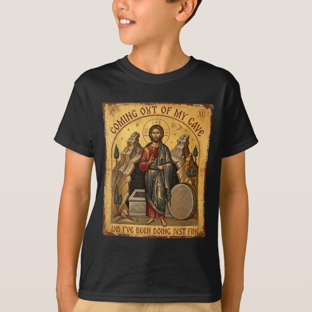 Camiseta Saindo da Caverna Jesus Religião Cristã (Frente)
