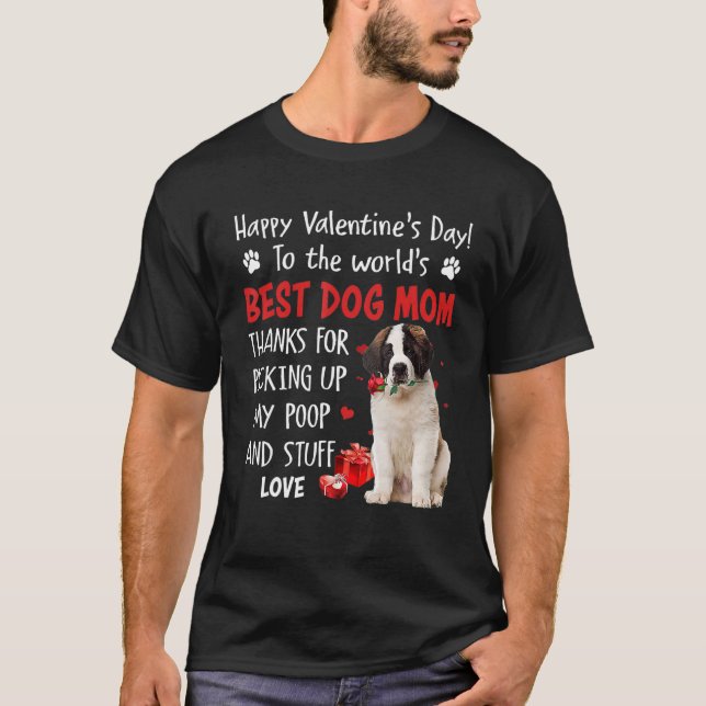 Camiseta Saint Bernard Best Dog Mom Valentines Day Funny Pu (Frente)