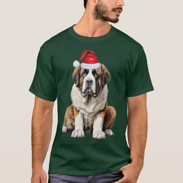 Camiseta Saint Bernard Santa Dog Lover Funny Christmas (Frente)