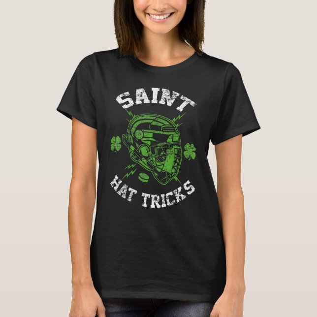 Camiseta Saint Hat Tricks Leprechaun Lover Hockey St. Patri (Frente)