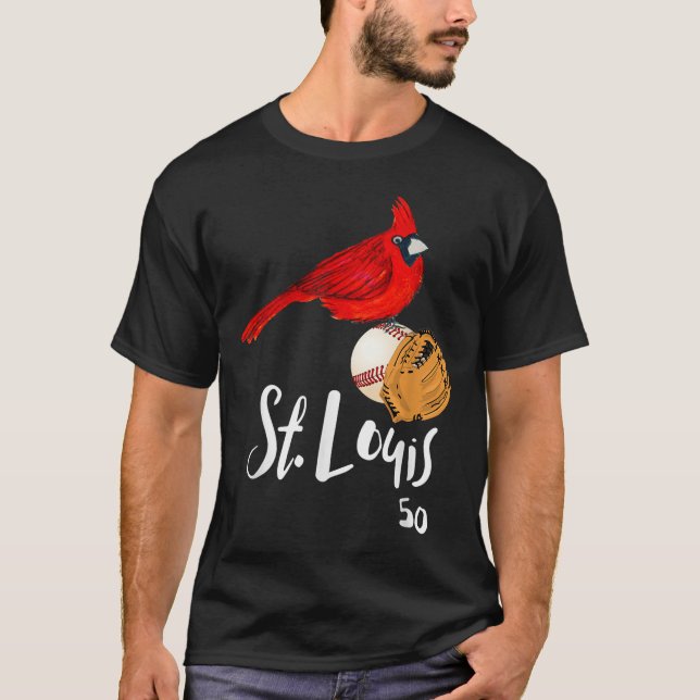 Camiseta Saint Louis Red Cardinal Number 50 Baseball Art  (Frente)