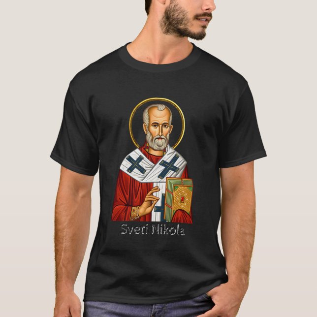 Camiseta Saint Nicholas orthodox serbian letter icon  (Frente)