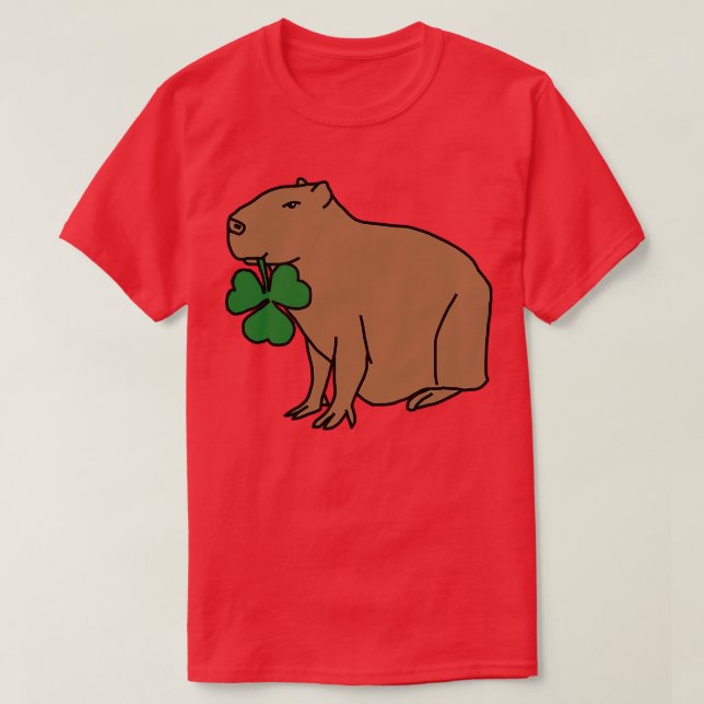 Camiseta Saint Patricks Day Capybara com Shamrock (Frente do Design)