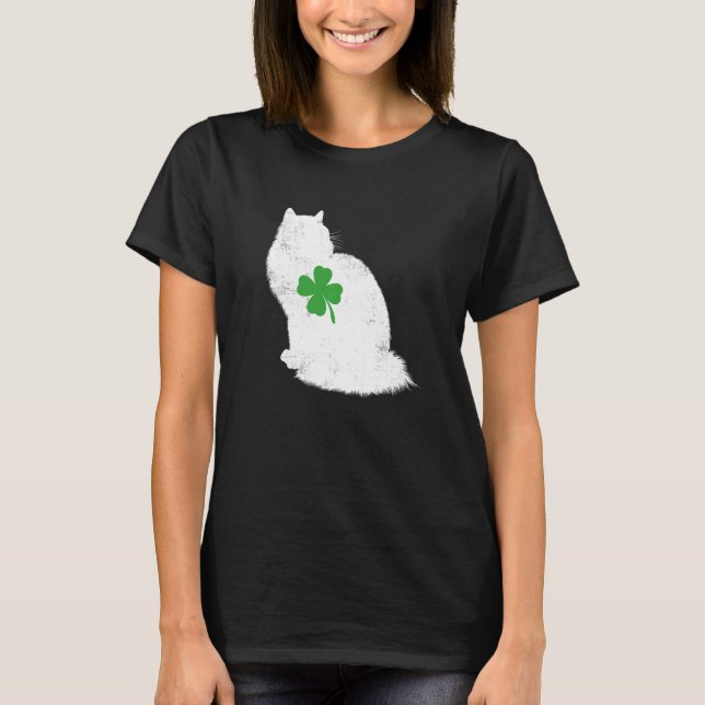 Camiseta Saint Patrick's Day Cat Funny Ragdoll Shamrock Gif (Frente)