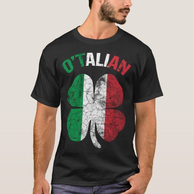Camiseta Saint Patricks Day Irish Italian O'talian Shamrock (Frente)