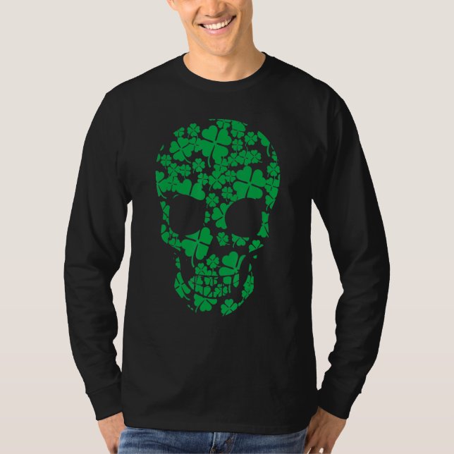Camiseta Saint Patrick's Day Shamrocks Skull (Frente)