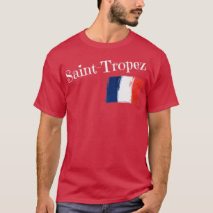 Camiseta Saint-Tropez França Bandeira Cidade Francesa de Sa