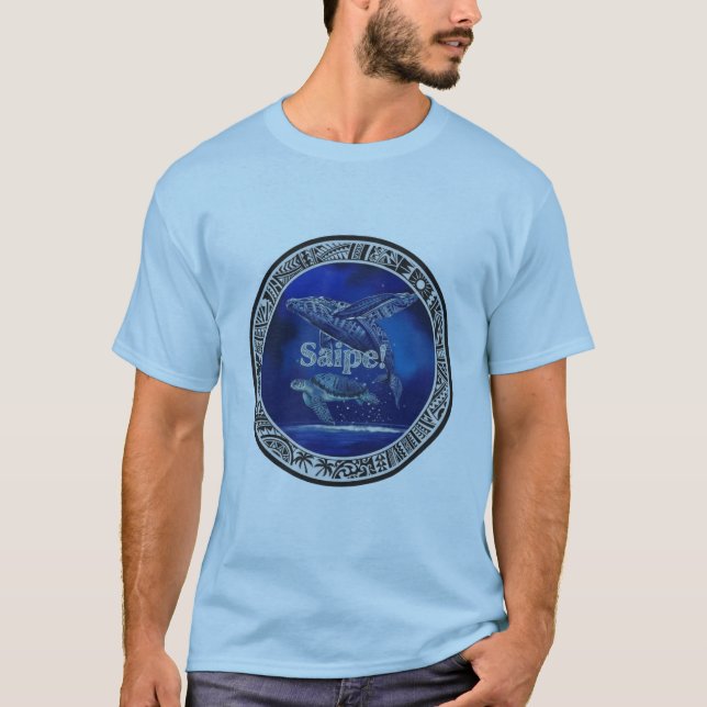 Camiseta Saipe Tonga Off grid Pacific island whale turtle (Frente)