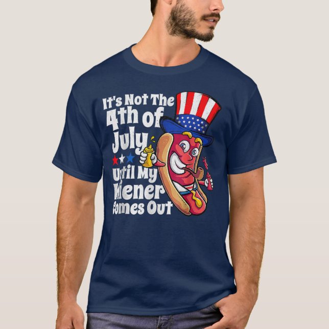 Camiseta Saiu o Engraçado 4 de julho do Hot Dog Wiener (Frente)