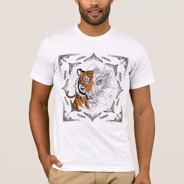 Camiseta Sak Yant Tiger a transformar-se em Dragão T-Shirt (Frente)