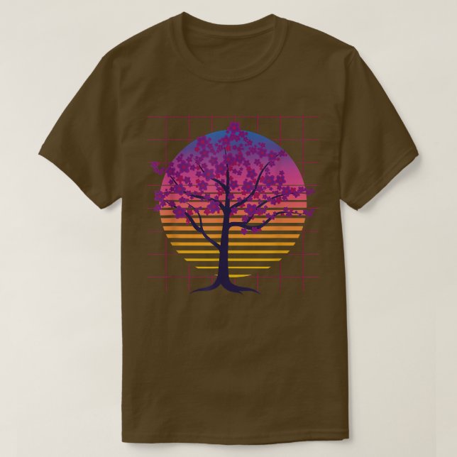 Camiseta Sakura Árvore Japão Flor 80s Art Vaporwave Cherry (Frente do Design)