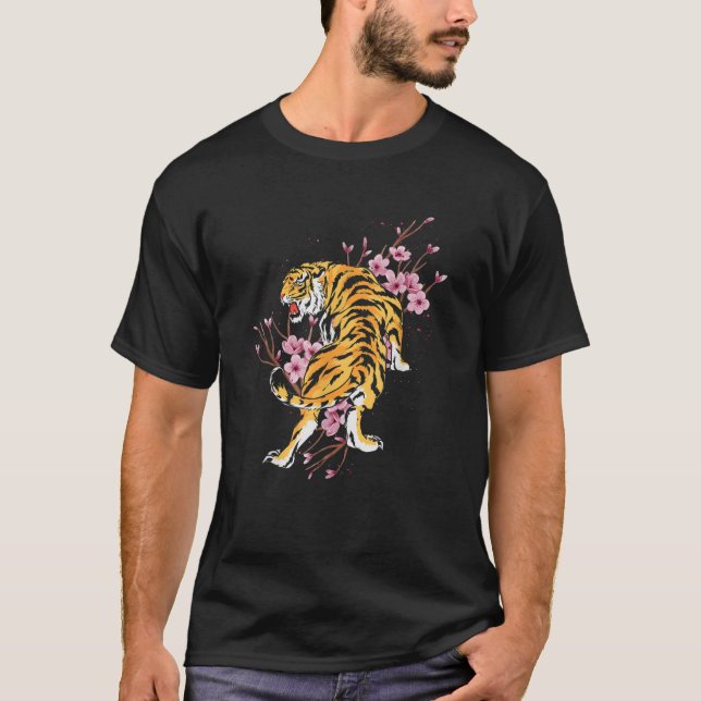 Camiseta Sakura Asia Jungle Animal Tiger  (Frente)