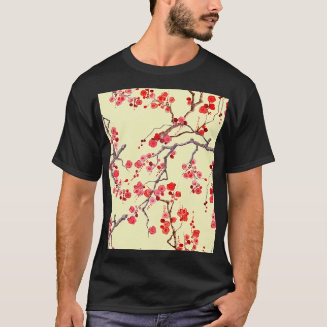 Camiseta Sakura Blossom Watercolor Padrão Sem Costura (Frente)