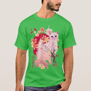 Camiseta Sakura cat Tree Blossoms Japanese art Retro 80s Ja