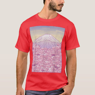 Camiseta Sakura Cherry Blossom Árvore Japão Fuji Japão Gra 