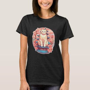 Camiseta Sakura Cherry Blossom Cat Vintage 80s 90s Japonês