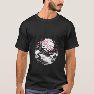 Camiseta Sakura feminina flor de cerejeira japonesa e lua j