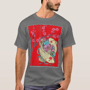 Camiseta Sakura Fish Pond Nishikigoi Japanese Cherry Blosso