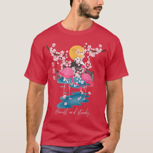 Camiseta Sakura flamingo, japonês, para homens, mulheres, f