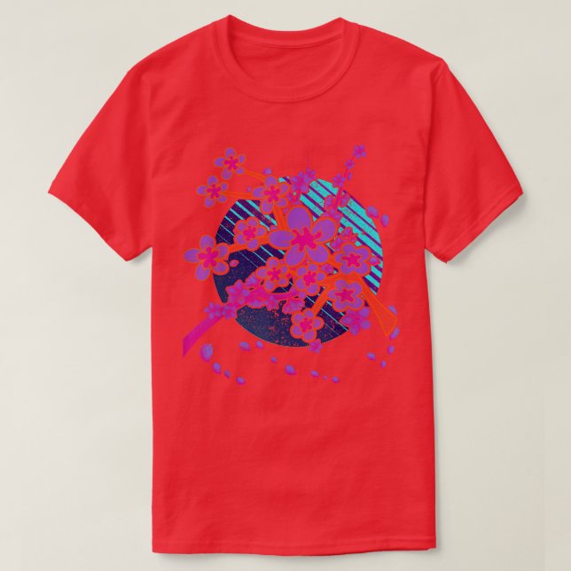 Camiseta Sakura Flor Rosa Japão Vaporwave 90s Art Cherry (Frente do Design)
