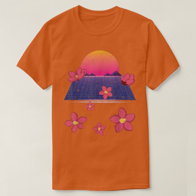 Camiseta Sakura Flower Blossom 90s Vaporwave Sunset Cherry  (Frente do Design)