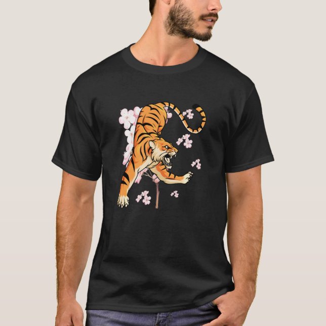 Camiseta Sakura Flower Wild Cat Tiger 1 (Frente)