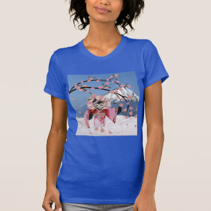 Camiseta Sakura Geisha Bird no Snow Cherry Blossoms