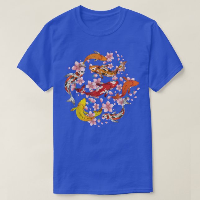 Camiseta Sakura Japonês Cherry Blossom Nishikigoi Fish Koi (Frente do Design)