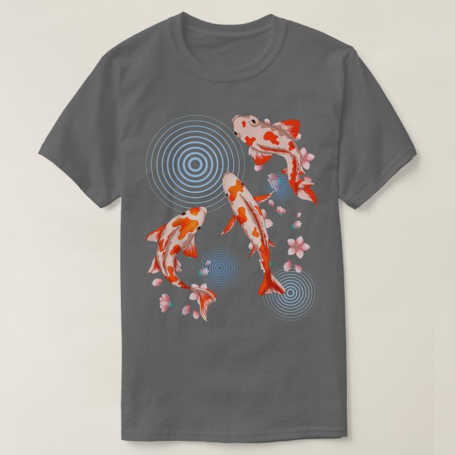 Camiseta Sakura Japonês Fish Chersom Blossom Nishikigoi Koi (Frente do Design)