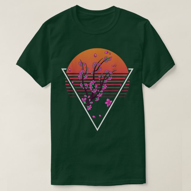 Camiseta Sakura Japonês Flor Retro Sunset Vaporwave Cher (Frente do Design)