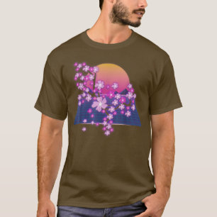 Camiseta Sakura Japonesa Flor Sunset Vaporwave Cherry Blo