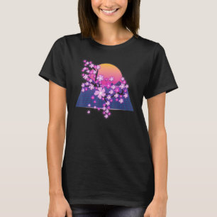 Camiseta Sakura Japonesa Flor Sunset Vaporwave Cherry Blo