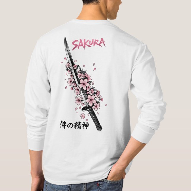 Camiseta Sakura Katana Japanese Aesthetic Streetwear (Verso)