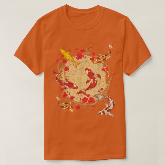 Camiseta Sakura Koi Fish Pond Cherry Blossom Taisho Sanke K (Frente do Design)