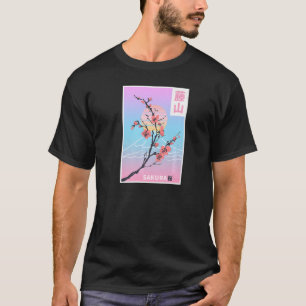 Camiseta Sakura Pastel Góthico Vapor onda montanha Fuji Yam