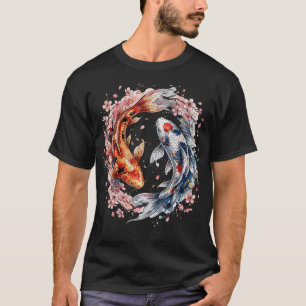 Camiseta Sakura Peixe Koi Yin Yang Japonês
