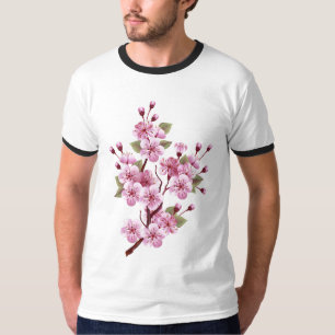 Camiseta Sakura rosa no fundo da pintura