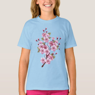 Camiseta Sakura rosa no fundo da pintura