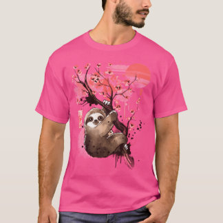 Camiseta Sakura Sloth Art Japonês