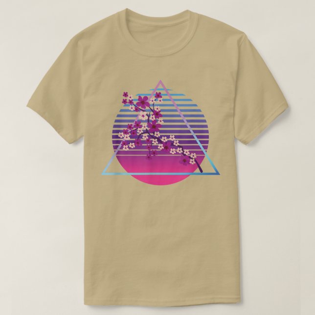 Camiseta Sakura Synthwave Japonês Flor Vaporwave Cherry (Frente do Design)