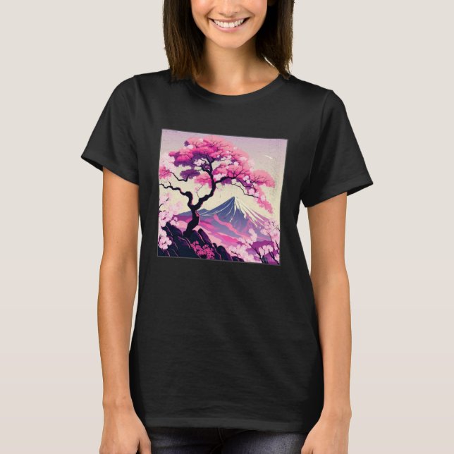 Camiseta Sakura Tree Cherry Blossom Illustration Scenery Wo (Frente)