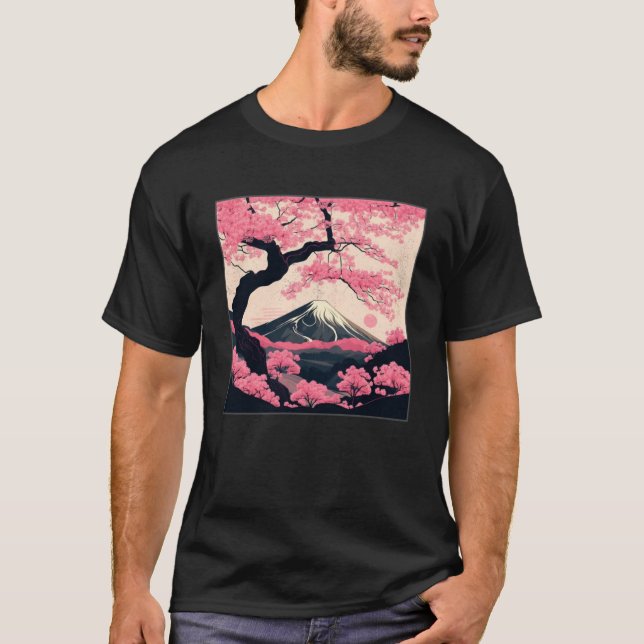 Camiseta Sakura Tree Cherry Blossom Illustration Scenery Wo (Frente)