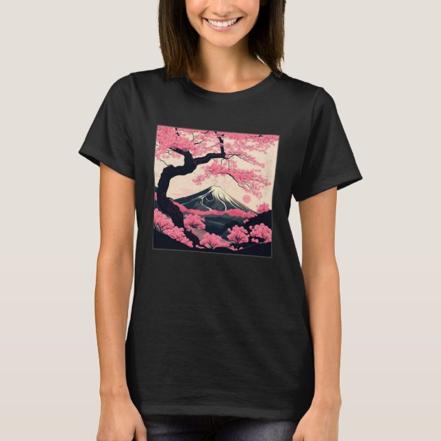 Camiseta Sakura Tree Cherry Blossom Illustration Scenery Wo (Frente)