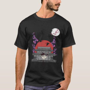 Camiseta Sakura Tree Japan Crane Bird Temple Chersom