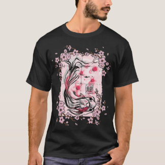 Camiseta Sakura Tree Koi p Pink Chersom Flor Tree